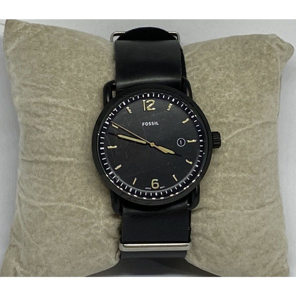 Fossil FS5276 Men's Black Leather Analog Black Dia
